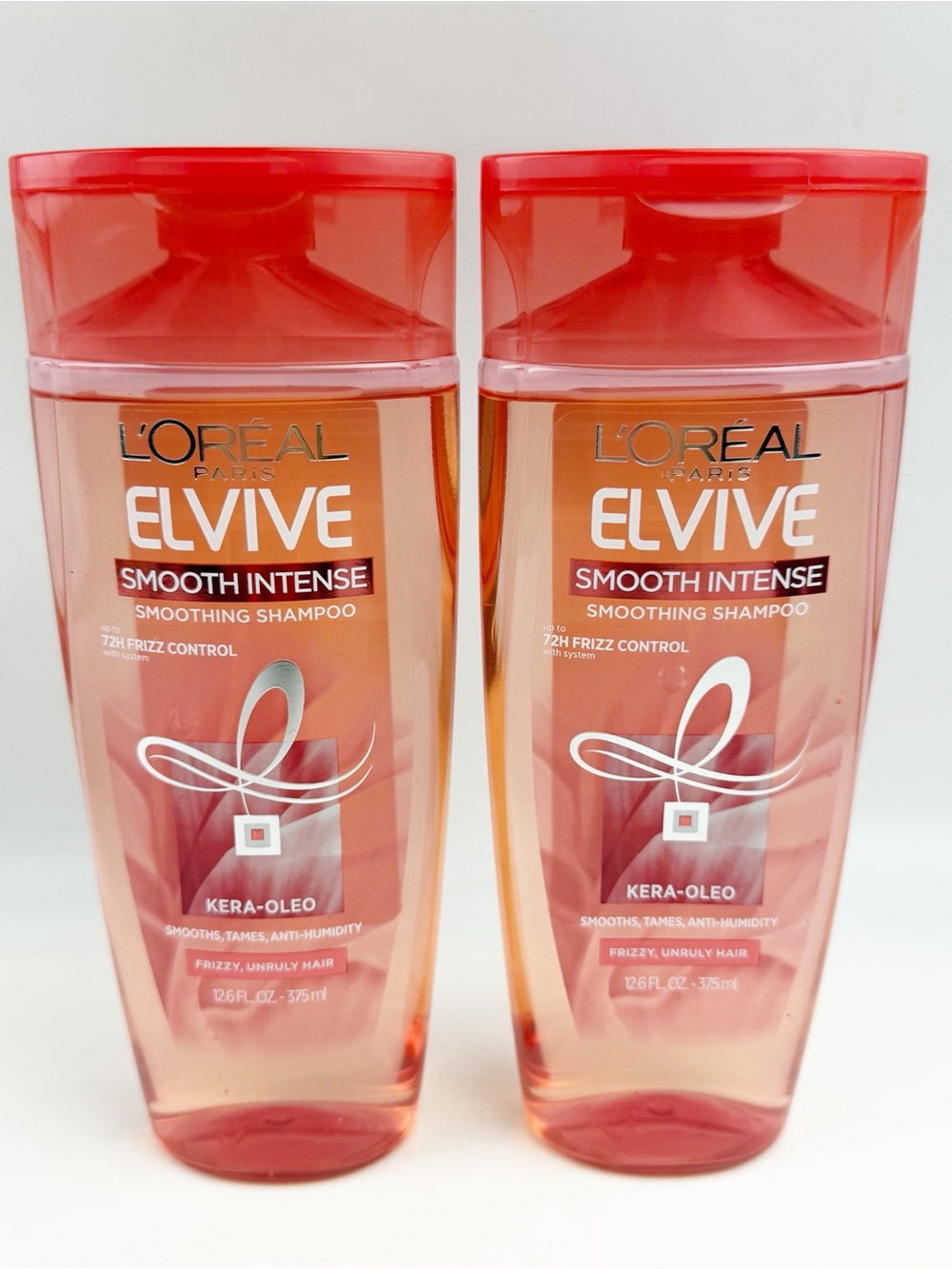 TWO Loreal Elvive Smooth Intense Shampoo 72 H Frizz Control Kera-Oleo Hair New
